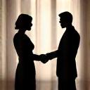 Two professionals shaking hands, implying trust